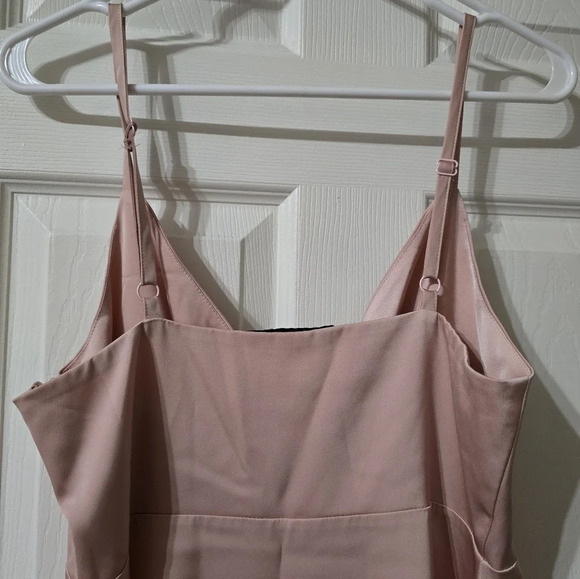 NWOT Studio 19 Y2K Blush Pink Satin Mini Slip Dress/Tunic, Pleated Wrap Neckline - Picture 5 of 12